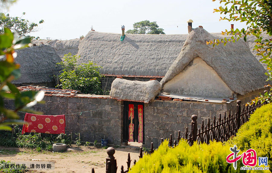 海草房是以厚石砌墙、海草为顶建成的特殊民居。 海草房是以厚石砌墙、海草为顶建成的特殊民居。